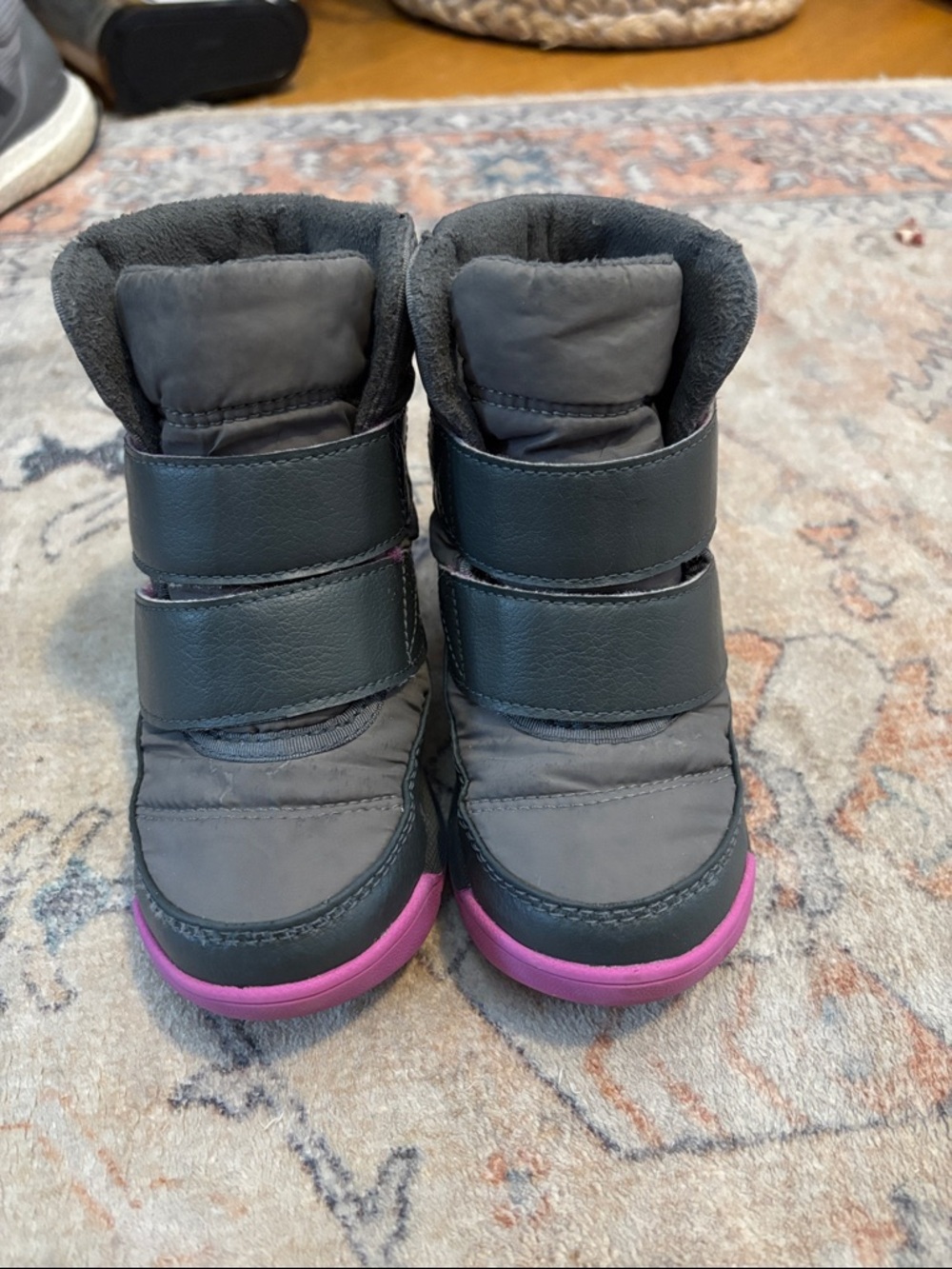 Sorel Kids Gray and Pink Snow Boots - Velcro Straps